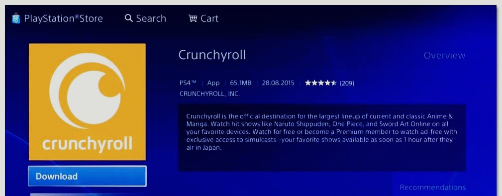 CrunchyRoll on playstation